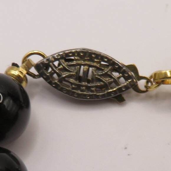 Black Bead Necklace with Sterling Clasp - Picture 4 of 8